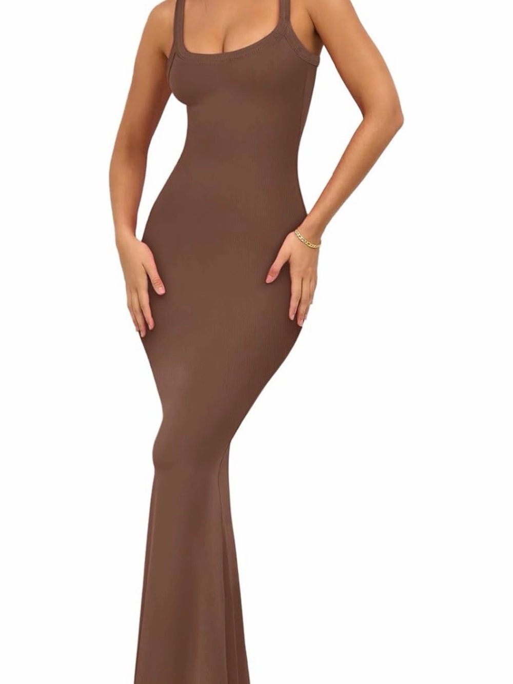 Reoria Sleek Ribbed Brown Maxi Tank Dress. Size XL. Never worn